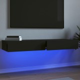 VidaXL Dulapuri TV cu lumini LED, 2 buc., negru, 60x35x15,5 cm