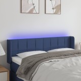 VidaXL Tăblie de pat cu LED, albastru, 147x16x78/88 cm, textil