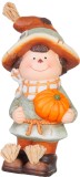 Figurina decorativa de toamna baiat cu dovleac, teracota, 23 cm