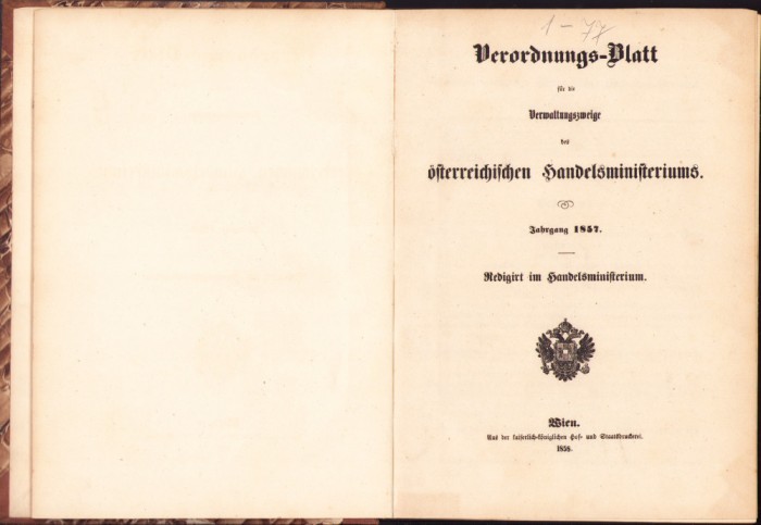 HST C6056 Verordnungsblatt... des &Ouml;sterreichischen Handelsministeriums 1857
