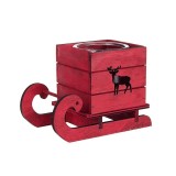 Cumpara ieftin Suport lumanare din lemn rosu si sticla model Sanie 16x9x12 cm