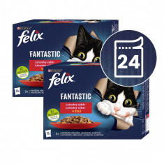 FELIX Fantastic selecție de pliculețe delicioase cu pui, vită, iepure și miel 24 x 85 g