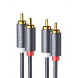 Cablu Audio 2 x RCA - 2 x RCA UGREEN AV104, 1.5m, Gri