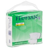 Scutece Adulti Flufsan L, 15 buc, Absorbție Superioară 2600ml, Incontinență, Indicator Umiditate, Albe, Fără Latex, 115-150cm