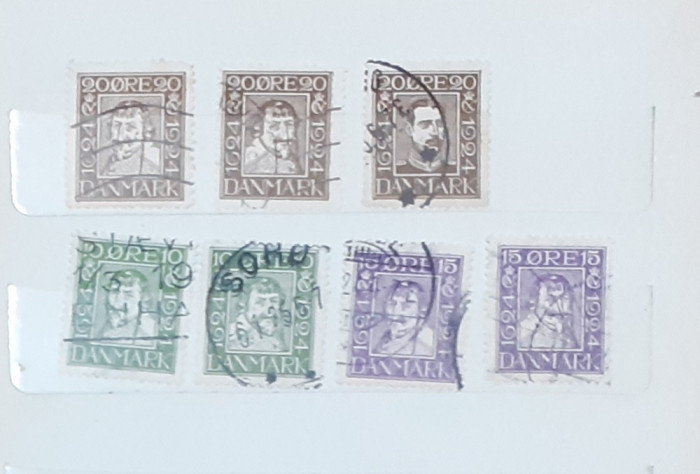 Timbre Vechi Danemarca 1924 - 7 Valori Stampilate (VEZI DESCRIEREA)