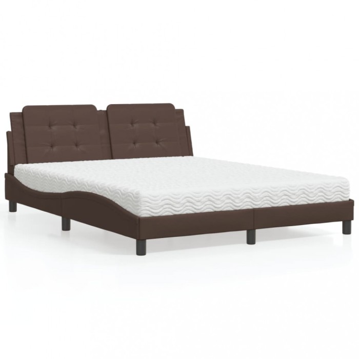 vidaXL Pat cu saltea, Zadar, maro, 160x200 cm, piele ecologică 3208875