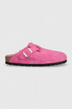 Cumpara ieftin Birkenstock papuci din piele intoarsa Boston femei, culoarea roz, 1025552