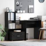 vidaXL Cabinet Sertar Stejar negru Lemn prelucrat Compact