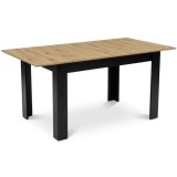 Masa pentru sufragerie/living, Artool, cu blat extensibil, pal, negru si stejar artizanal, 120-160x80x75 cm GartenVIP DiyLine