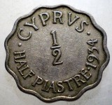 J.029 CIPRU COLONIE BRITANICA GEORGE V 1/2 HALF PIASTRE 1934