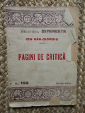 Ion San-Giorgiu - Pagini de critica -interbelic, Bibl. Dimineata 155 ,80pag