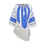 Bluza dama tip ie 024, alb neted/albastru royal , marimea 3XL