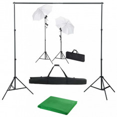 vidaXL Kit studio foto cu fundal, lampi ?i umbrele foto