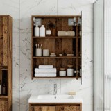 vidaXL Dulap cu oglindă pentru baie Lemn vechi 50 x 14,5 x 70 cm 889045