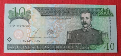 10 Pesos oro 2003 Republica Dominicana - Bancnota veche - piesa SUPERBA UNC foto