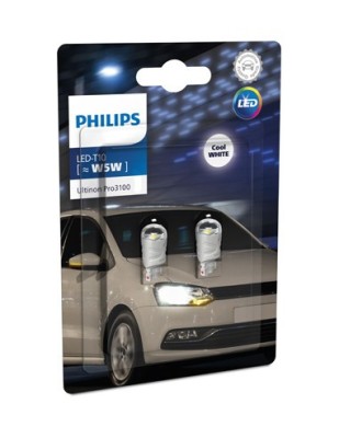 Set 2 Becuri Led Alb T10 12v W5W Ultinon Pro3100 Philips foto
