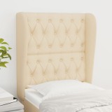 VidaXL Tăblie de pat cu aripioare, crem, 83x23x118/128 cm, textil 3118271