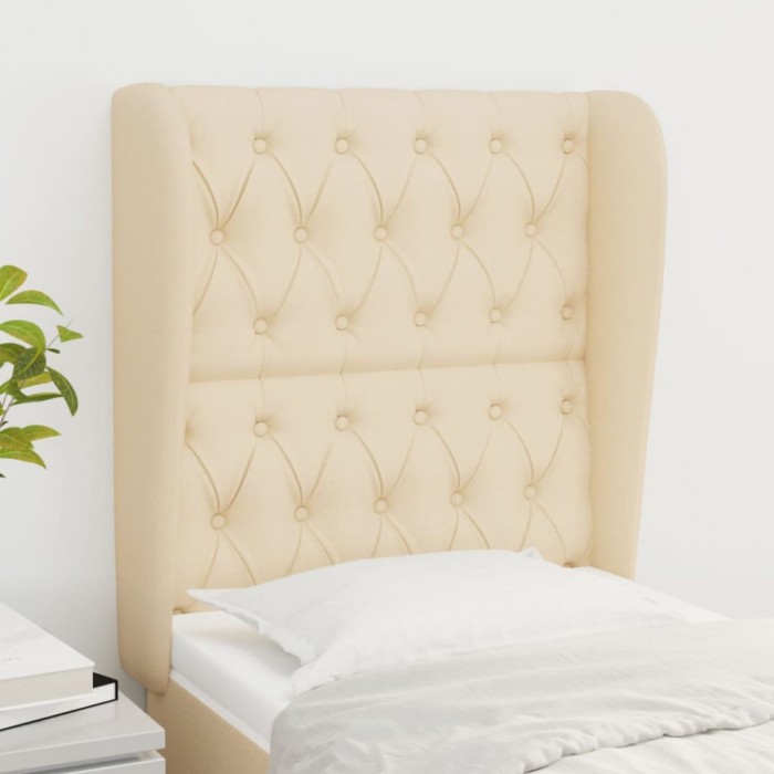 vidaXL Tăblie de pat cu aripioare, crem, 83x23x118/128 cm, textil 3118271
