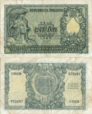 1951 ( 31 XII ) , 50 lire ( P-91a ) - Italia foto