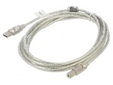 Cablu USB 2.0 A-B aurit 3m transparent
