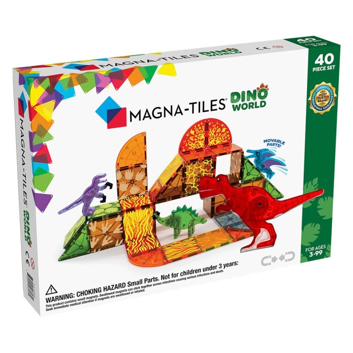 Set magnetic Magna-Tiles Dino World, 40 Piese, 7Toys