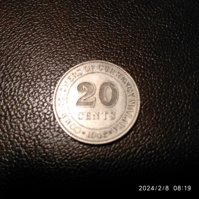 -Y- MONEDA MALAYA 20 CENTS 1948 ( GEORGE VI ) XF + foto