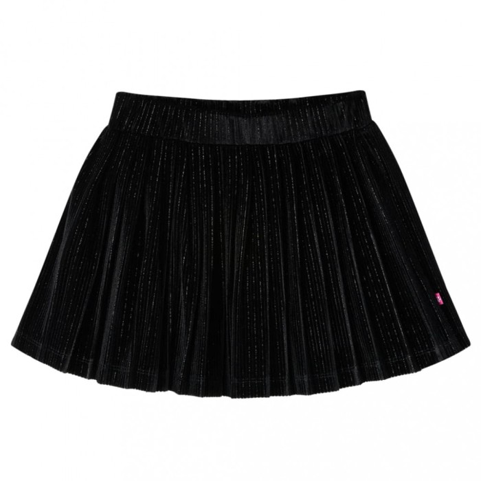 Fusta plisată pentru copii cu lurex, negru, 128