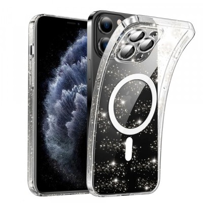 Husa MagSafe pentru Apple iPhone 11 Pro Max, Techsuit, SparkleSkin, Transparenta foto