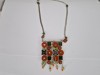 Lant cu Pandantiv Multicolor Vintage - Material Alama Argintata