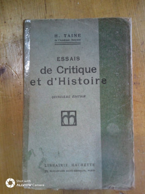 Essais de critique et d histoire-H.Taine foto