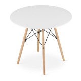 Masa stil scandinav, Artool, rotund, MDF si lemn, alb, 90x72 cm