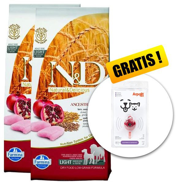 Farmina N&amp;amp;D dog LG Light MEDIUM &amp;amp; MAXI Chicken &amp;amp; Pomegranate 2x12 kg + Arpalit NEO GRATUIT