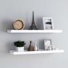 Set 2 Rafturi Perete Gossi, MDF, Alb, 80x9x3 cm, Margine Protectie, Rame Foto, Decoratiuni