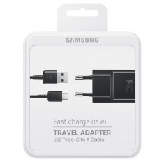 Incarcator retea cu cablu USB Type-C Samsung EP-TA20EBECGWW, Fast Charging, Negru