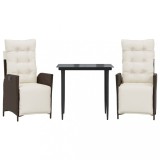 Cumpara ieftin Set mobilier de gradina cu perne, 3 piese, maro, poliratan
