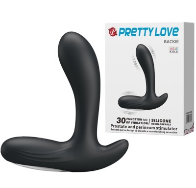 Stimulator Prostata Backie 30 Moduri Vibratii, Silicon, USB, Negru, 12.5 cm foto