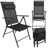 Set 2 scaune de gradina pliabile Gardlov, negre, cu spatar reglabil