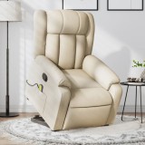 VidaXL Fotoliu masaj rabatabil cu ridicare, crem, material textil