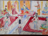 50 - Dansatoare exotice , Acuarela veche , pictura