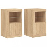 Cumpara ieftin Dulapuri laterale cu lumini LED 2 buc. stejar sonoma