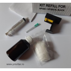 Kit refill negru reincarcare cartuse HP-300 ( HP300 HP-300-XL CC640E CC641E )