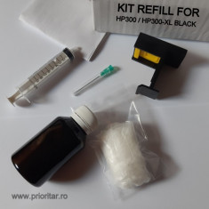 Kit refill negru reincarcare cartuse HP-300 ( HP300 HP-300-XL CC640E CC641E )