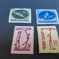 2 serii timbre Romania 1955,Camp. europene volei, Camp. eur. canotaj, MNH