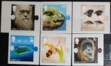 Marea Britanie 2009 fauna , Charles Darwin, iguana marina, urangutan serie 6v autoadezive nestampilata