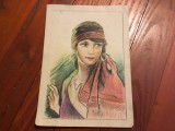 arta / design / vintage / decor / colectie - Desen portret femeie creion colorat mijlocul sec XX !