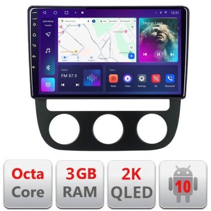 Navigatie VW Golf 5 2004-2010 clima automatica Android ecran Qled 2K Octa Core 3+32 carplay android auto KIT-golf5-automatic+EDT-E310-2K CarStore Tech