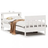 Cumpara ieftin Cadru de pat fara saltea, alb, 90x200 cm, lemn masiv pin