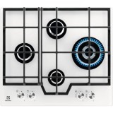 Plita incorporabila Electrolux GME363NV, 60 cm, gaz, Gratare fonta, Aprindere electrica, Alb