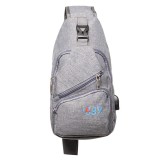 RUCSAC Sling Iggy, polyester,1 bretea, 1 compartiment principal,2 compartimente frontale, 32x16x6.9cm, mufa USB incarcare+cablu, gri, &quot;IGSL-SLING-GY&quot;