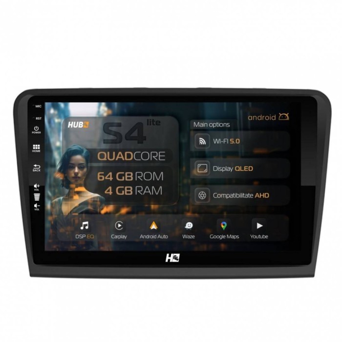 Navigatie Skoda Superb 2 (2008-2015) 4GB RAM Android 13 Quadcore DSP GPS Wi-FI Carplay Android Auto USB Bluetooth Waze Touchscreen 10.1 Inch